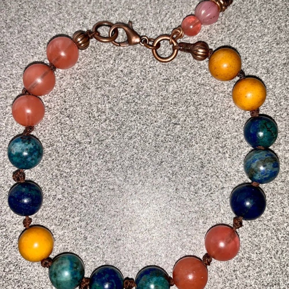 2 for $50 - "Sunset" knotted gemstone bracelet